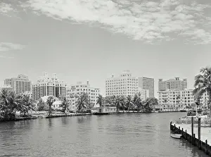 Urban Prints: Skyline and Miami River in Miami Florida