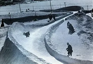 Moritz Prints: Sledders on Banked Turn