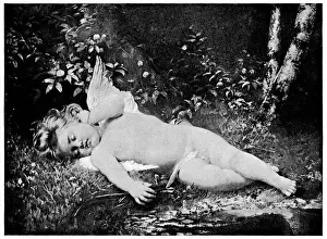 Sleeping Cupid by Leon Jean Basile Perrault - 19th Century