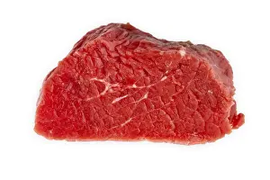 Slice of a raw beef filet