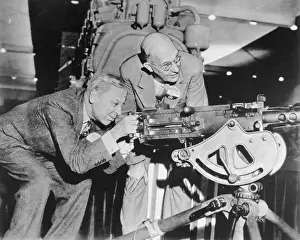 Alfred P Prints: Sloan and Kettering Inspecting Machine Gun