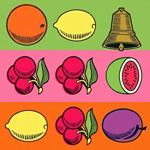 Medium Group Of Obje Prints: Slot Machine Bar of Fruit