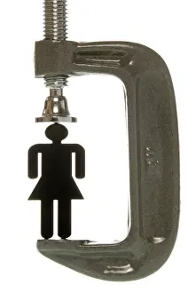 Perform Prints: Small black female figurine in a screw clamp