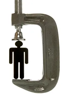 Composition Prints: Small black female figurine in a screw clamp