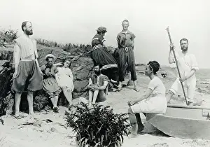 Newport Prints: Small Group of Bathers on Beach