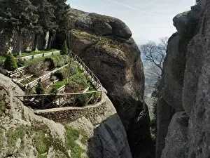 Pinnacle Rock Formation Collection: Small Kitchen Garden On A Granite Boulder At Meteora