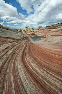 Small pool and geological formations found at Vermillion Cliffs National Monument, Arizona, USA