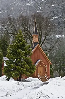 Wooden Church Prints: Small wooden church in winter