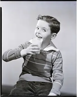 Milk Prints: Smiling Boy with a Glass of Milk