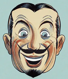 Goatee Prints: Smiling Mustache Man