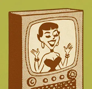 Smiling Woman on TV