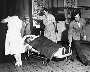 Air Pollution Prints: Smog Victim on Stretcher