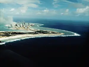 Wake Island Prints: Smoke Rising from Wake Island