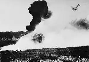 Smoke Surrounding English Tank During Warfare