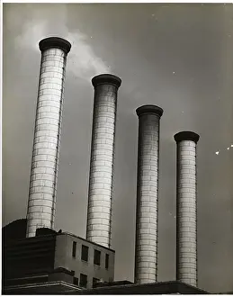 Edison Prints: Smokestacks at Power Plant