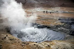 Thick Gallery: Smoking and sulfur stinking mud source in the sofatara region of Namaskard, Iceland, Europe
