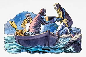 Images Dated 17th January 2008: Smugglers in boat handing over their goods