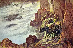 Cliffs Prints: Smugglers in the mountains on a mule track