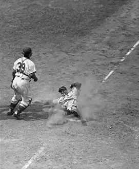 Stan Musial Prints: S.Musial Slides In On Home Plate In Game