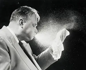 Handkerchief Prints: Sneeze Caught by Stroboscopic Unit