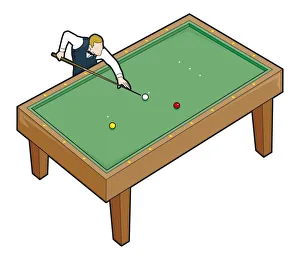 Aiming Gallery: Snooker player holding cue, pointing at cue ball