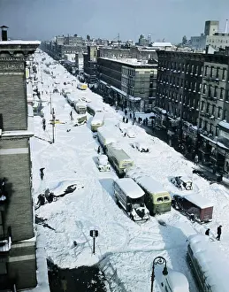 Snow Covered Street and Cars
