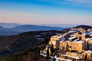 Snow covered village of Mons in Provence