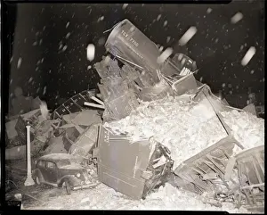 Snowfall Prints: Snow Falling on 95 Car Train Wreck