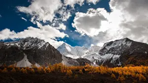 Snow mountain in China at autumn season