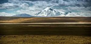 Snow mountain over Tibetan plateau