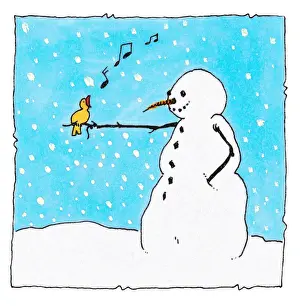 Snowman & Bird