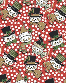 Gift Wrap Prints: Snowman Pattern