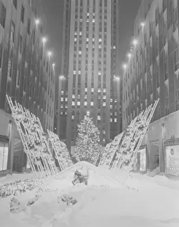 Christmas Lights Prints: Snowy city street