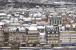 Snowy Edinburgh city vista of New Town