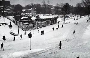 Traffic Light Prints: Snowy Intersection in Flushing, New York