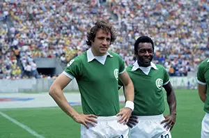 Soccer Players Pele and Giorgio Chinaglia on Field