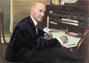 Socialist Prints: Socialist Political Leader Eugene Debs at His Desk