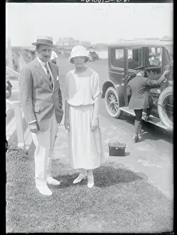 Southampton Prints: Socialite Couple near Chauffeured Car
