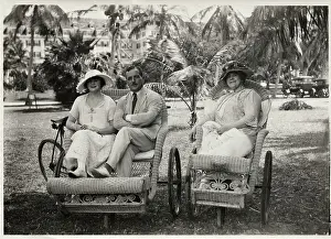 Socialites Posing on Lawn Near Building