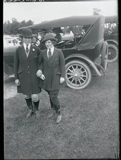 Huntington Prints: Socialites Strolling Past an Automobile