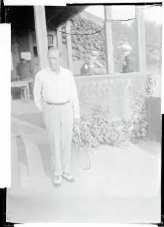 Newport Prints: Society Gentleman Holding Tennis Racket