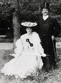 Dressed Prints: Society Man And Woman;Formal;Pose; Tree