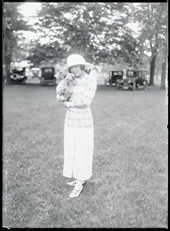 Society Woman Holding Dog Show Winner