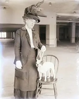 Displaying Prints: Society Woman with Small Pet Dog on Chair