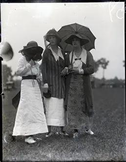 Society Women Stand W/Umbrella;Horse Sho