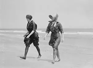 Narragansett Prints: Society Women Strolling the Beach