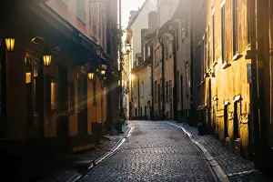 Soft morning light on the streets of Gamla Stan (Old Town) in Stockholm, Sweden