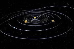Space Science Gallery: Solar system orbit diagram, digital illustration