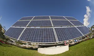 Forward Prints: Solar panels a the roundabout island, Ost district, Woergl, Tyrol, Austria, Europe