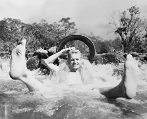 Soldier Bathing in Jungle Stream